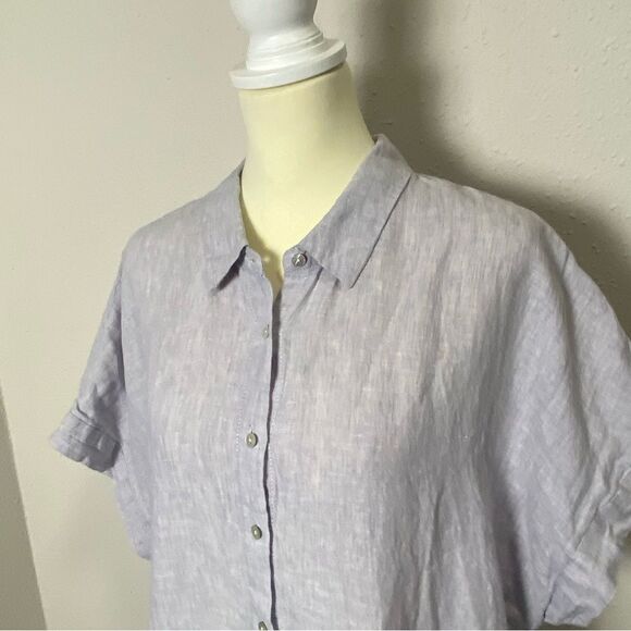 Tahari 100% Linen Short Sleeve Coastal Beachy Shirt Dress Women's Size 1X - Picture 4 of 14